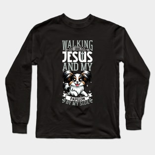 Jesus and dog - CONTINENTAL TOY SPANIEL Long Sleeve T-Shirt